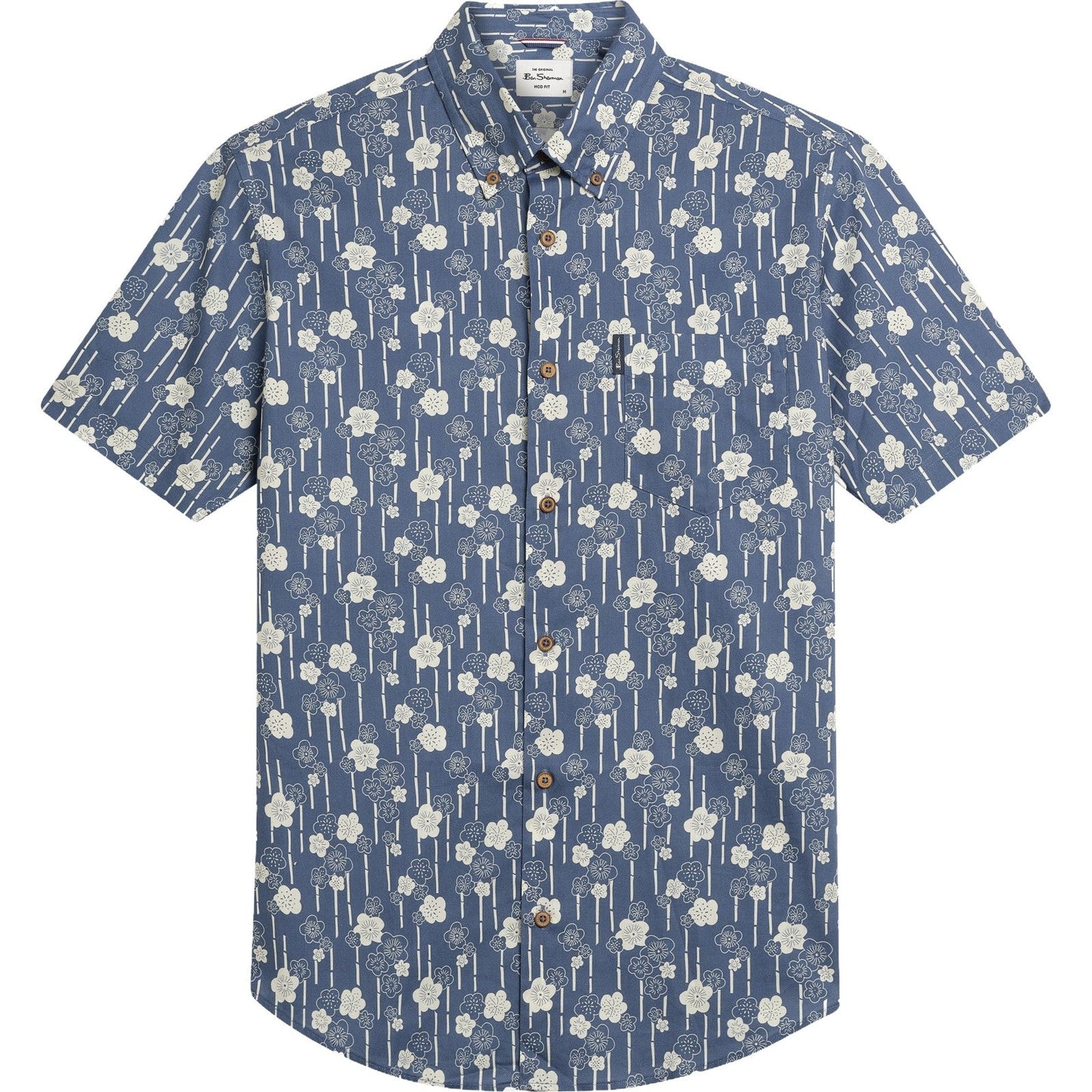 Ben Sherman Mens Floral Bamboo Print Short Sleeve Shirt