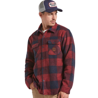 Brixton Mens Bowery Arctic Stretch Button Up Fleece