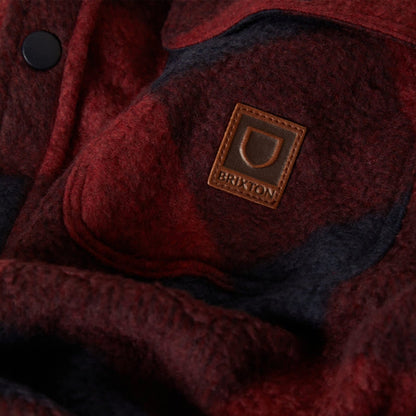 Brixton Mens Bowery Arctic Stretch Button Up Fleece