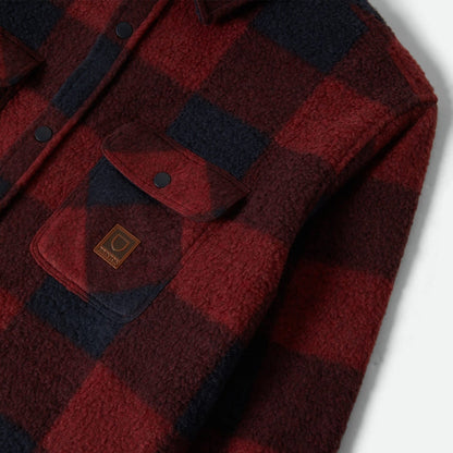 Brixton Mens Bowery Arctic Stretch Button Up Fleece