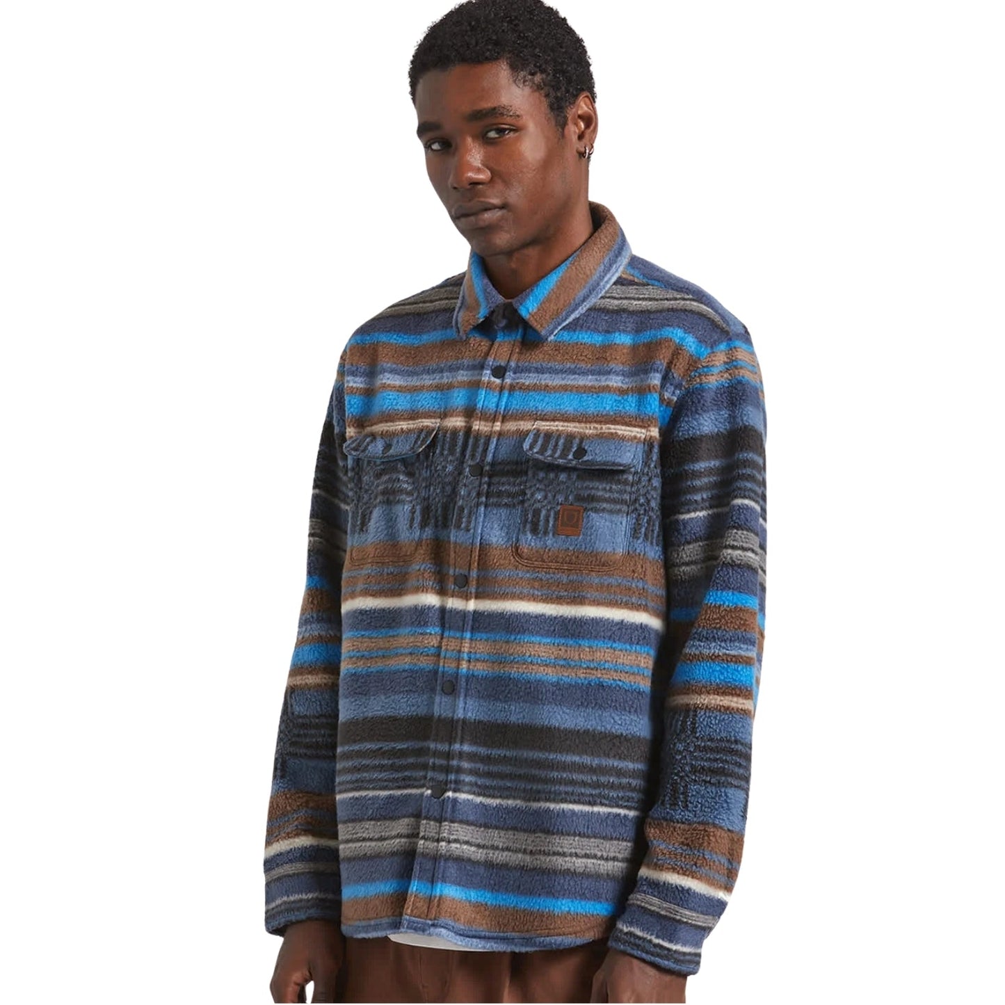 Brixton Mens Bowery Arctic Stretch Button Up Fleece