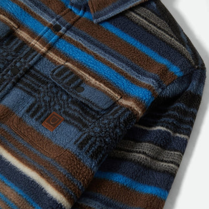 Brixton Mens Bowery Arctic Stretch Button Up Fleece