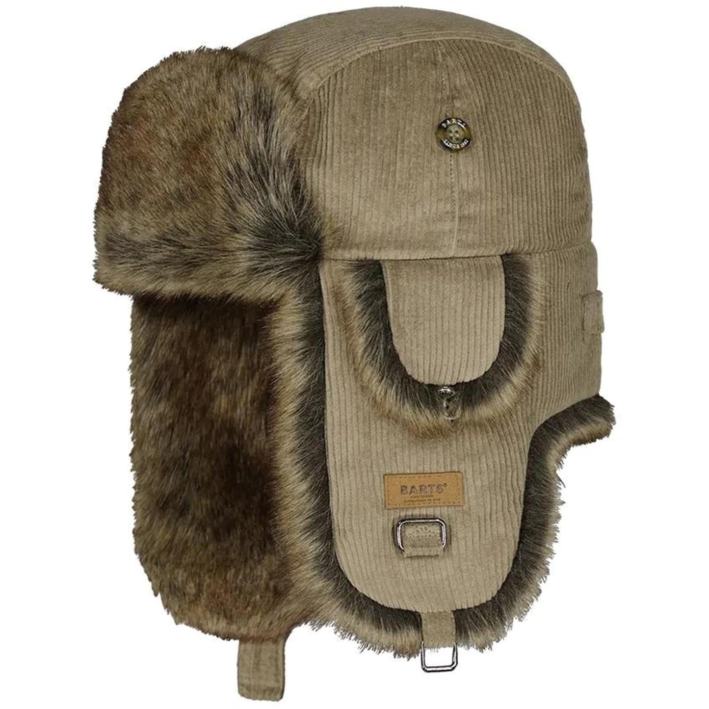 Barts Rib Cord Faux Fur Lining Strap Bomber Hat