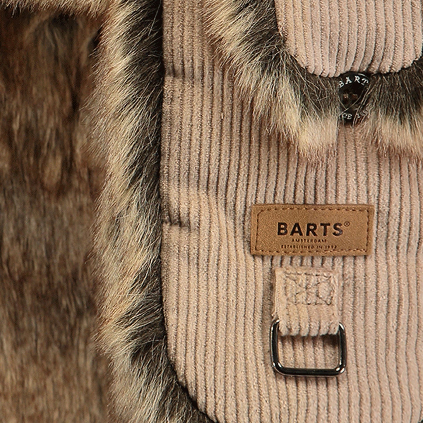 Barts Rib Cord Faux Fur Lining Strap Bomber Hat