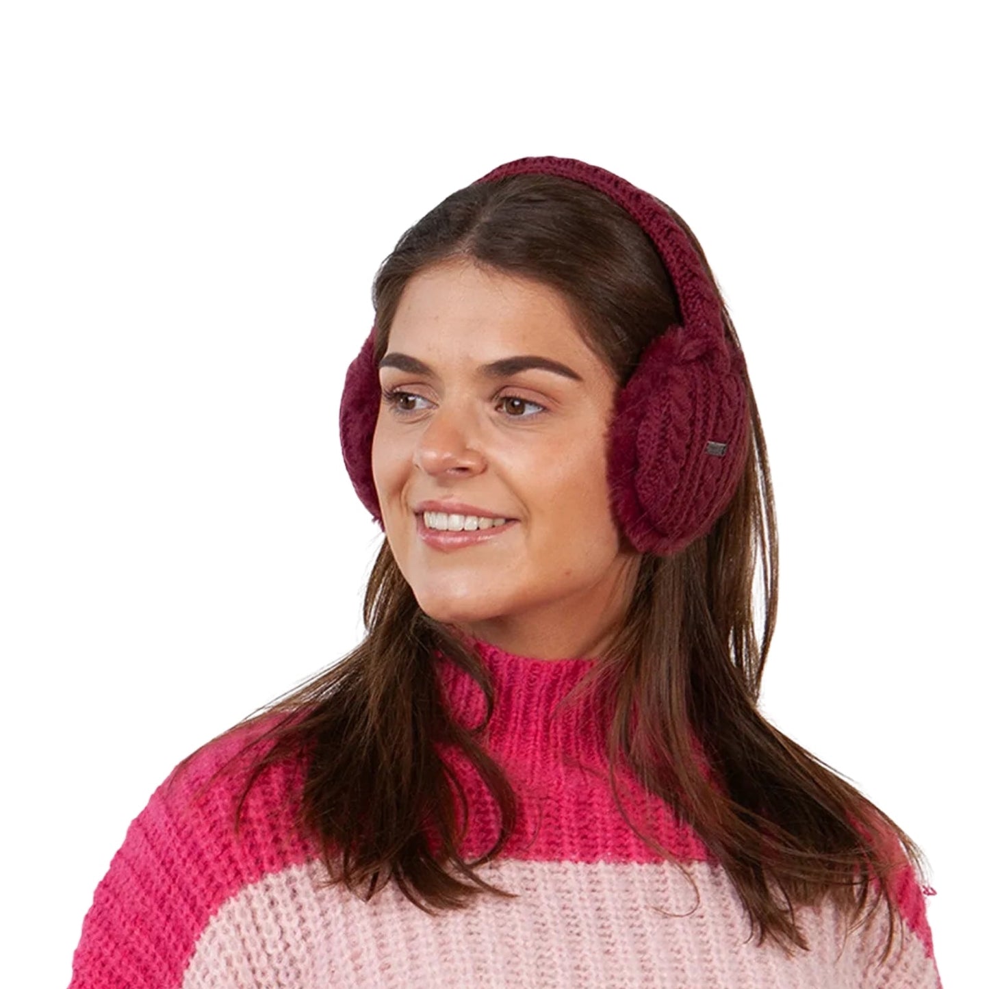 Barts Womens Monique Faux Fur Cable Knit Ear Muffs Earwarmers