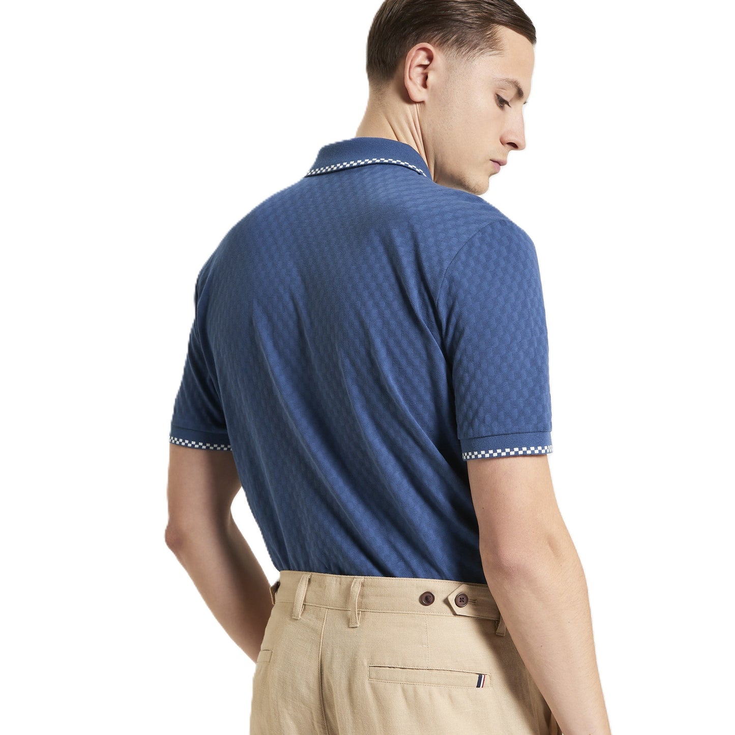 Ben Sherman Mens Chequerboard Textured Big & Tall Short Sleeve Polo Shirt