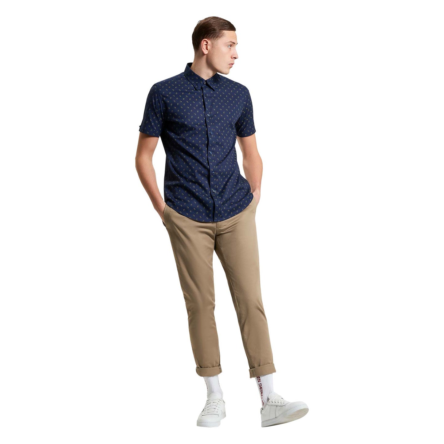 Ben Sherman Mens Stipple Print Short Sleeve Shirt