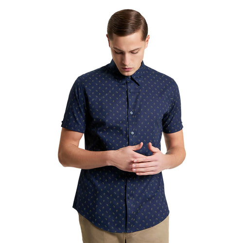 Ben Sherman Mens Stipple Print Big & Tall Short Sleeve Shirt