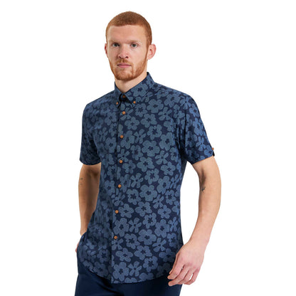 Ben Sherman Mens Stipple Floral Print Short Sleeve Shirt