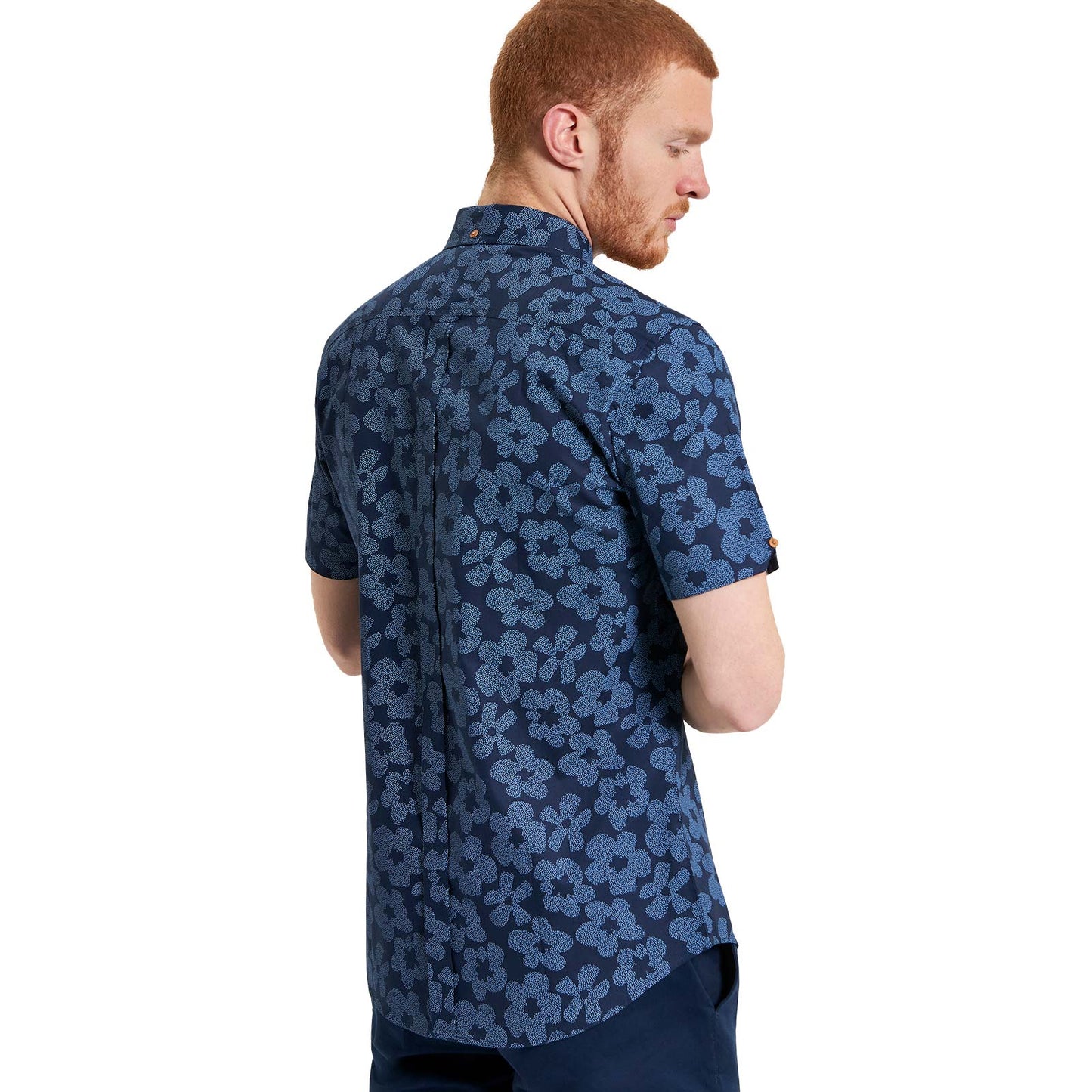 Ben Sherman Mens Stipple Floral Print Short Sleeve Shirt