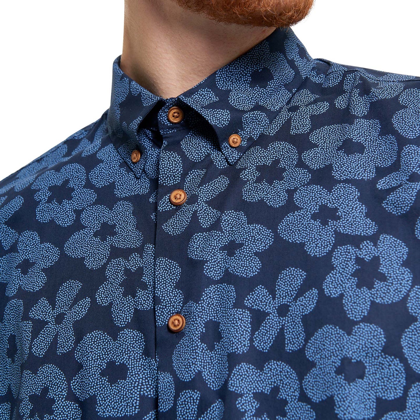 Ben Sherman Mens Stipple Floral Print Big & Tall Short Sleeve Shirt
