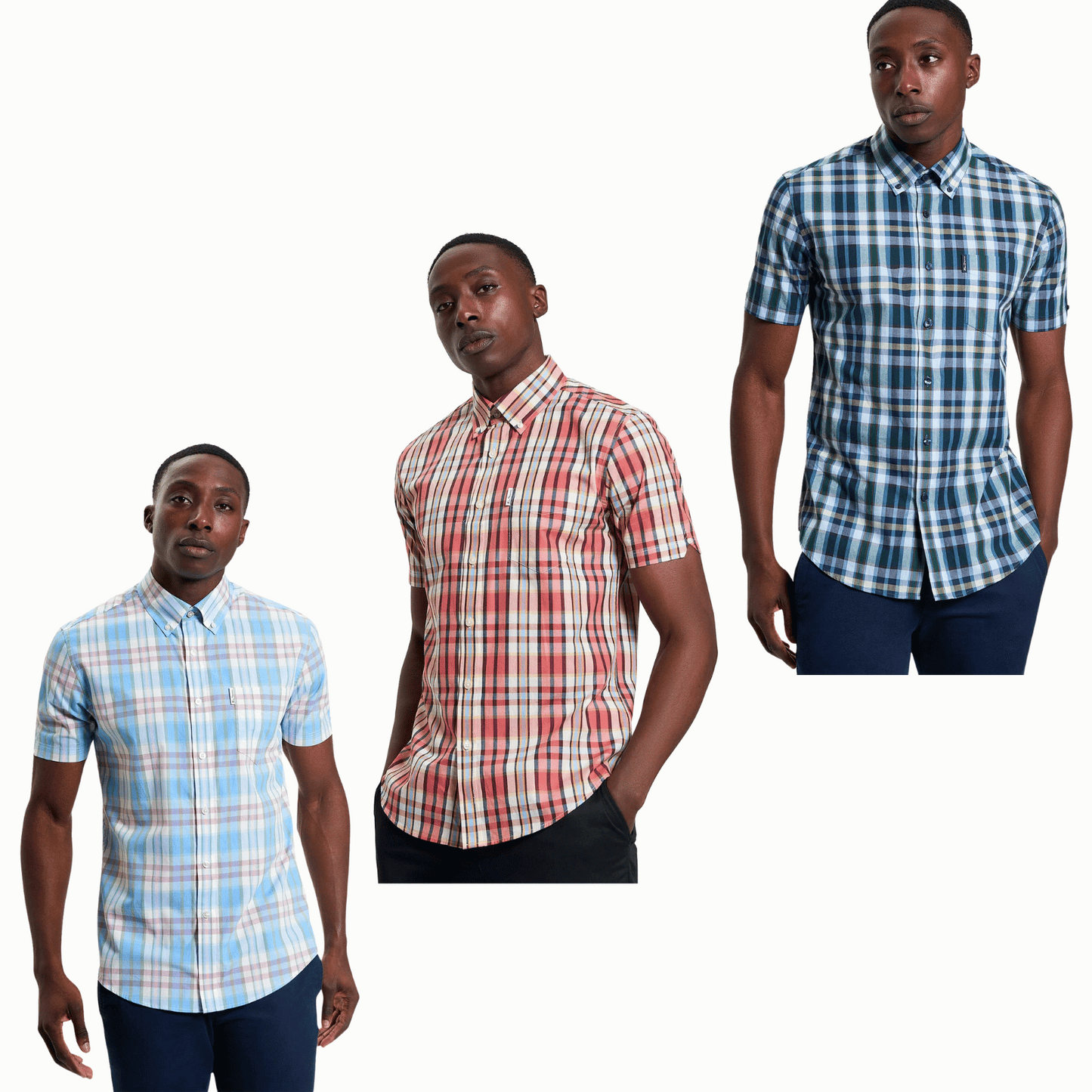 Ben Sherman Mens Irregular Check Big & Tall Short Sleeve Shirt