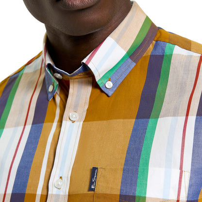 Ben Sherman Mens Large Madras Check Short Sleeve Shirt