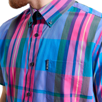 Ben Sherman Mens Large Madras Check Short Sleeve Shirt