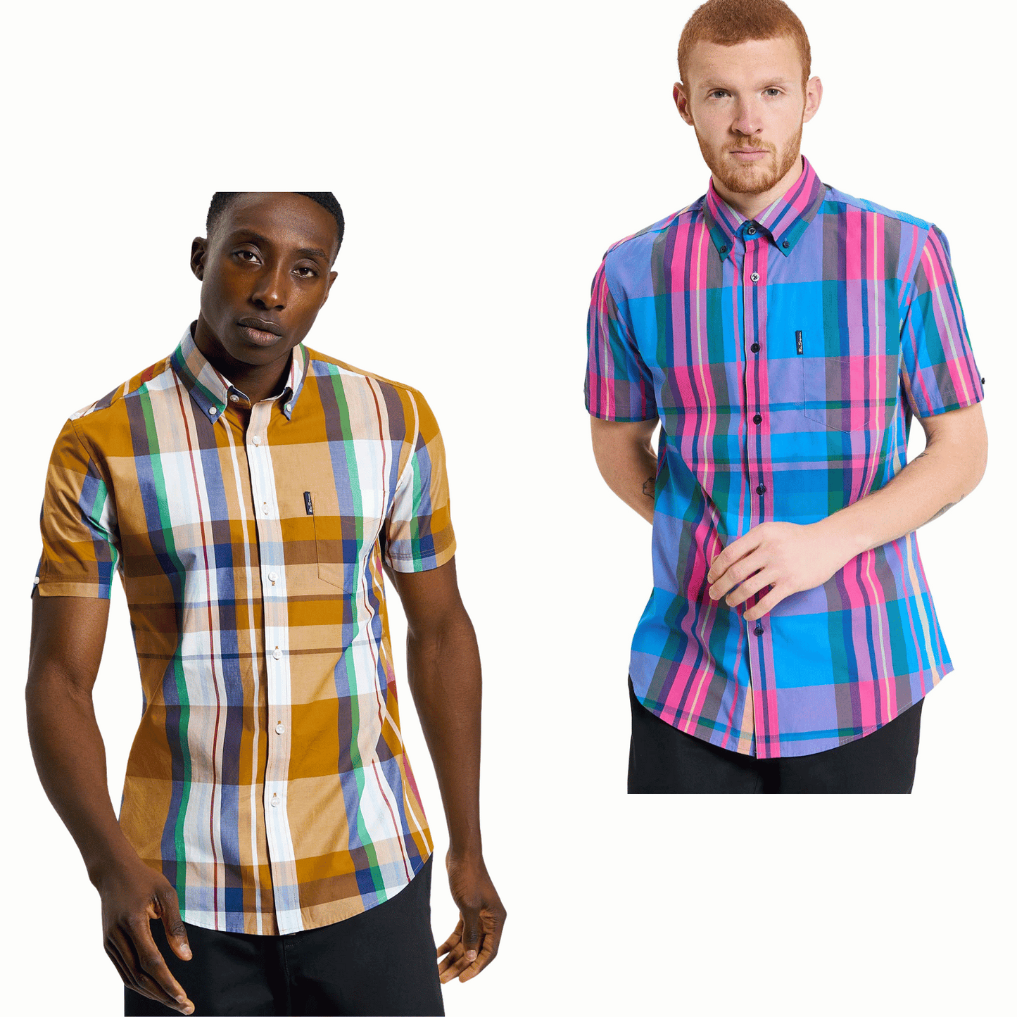 Ben Sherman Mens Large Madras Check Short Sleeve Shirt