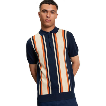 Ben Sherman Mens Vertical Stripe Short Sleeve Polo Shirt