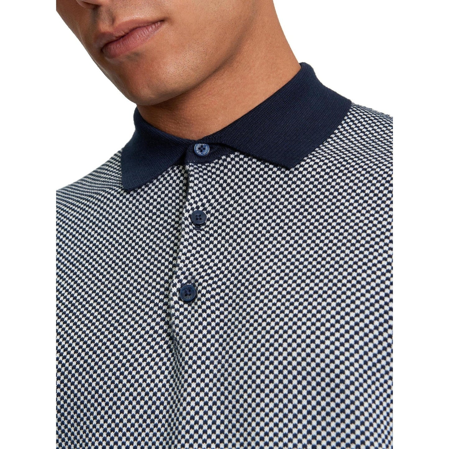 Ben Sherman Mens Bicoloured Textured Short Sleeve Polo Shirt