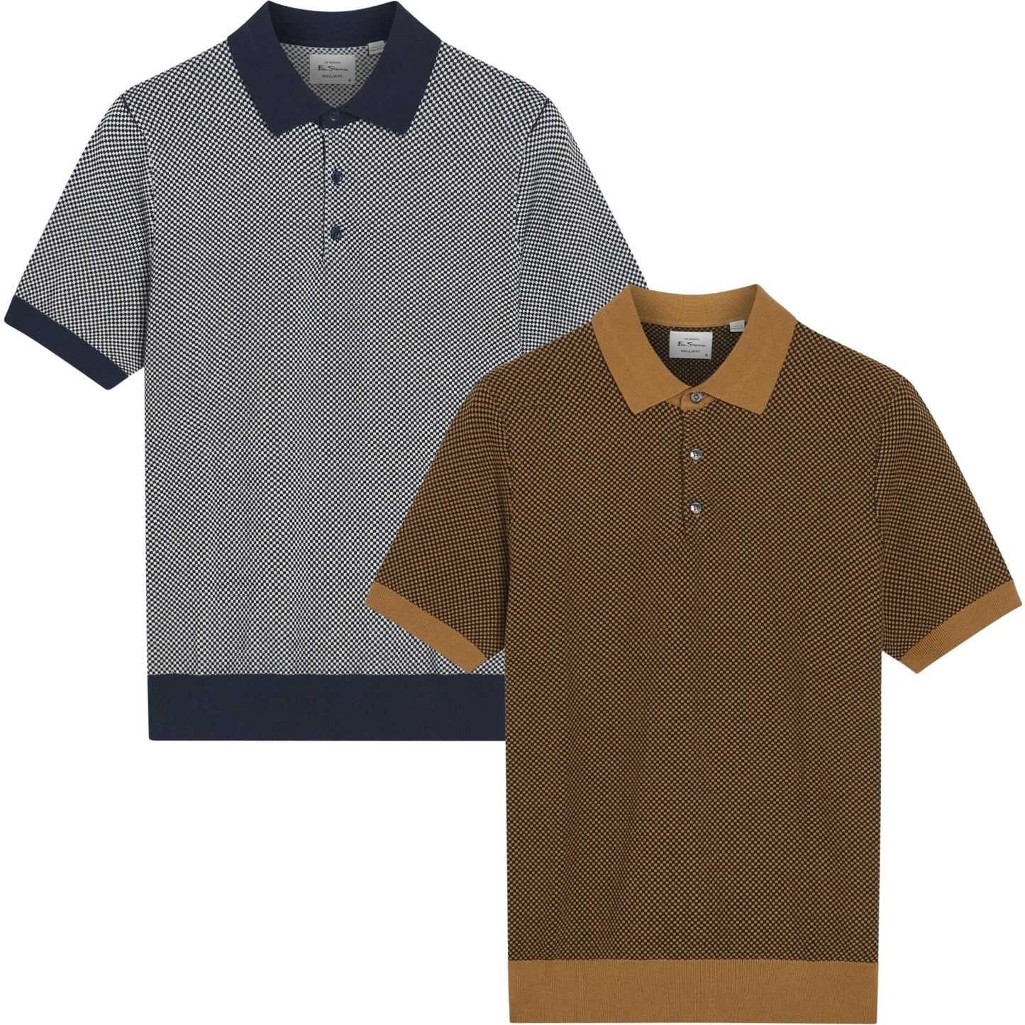 Ben Sherman Mens Bicoloured Textured Short Sleeve Polo Shirt