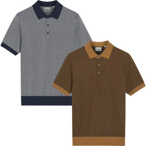 Ben Sherman Mens Bicoloured Textured Short Sleeve Polo Shirt