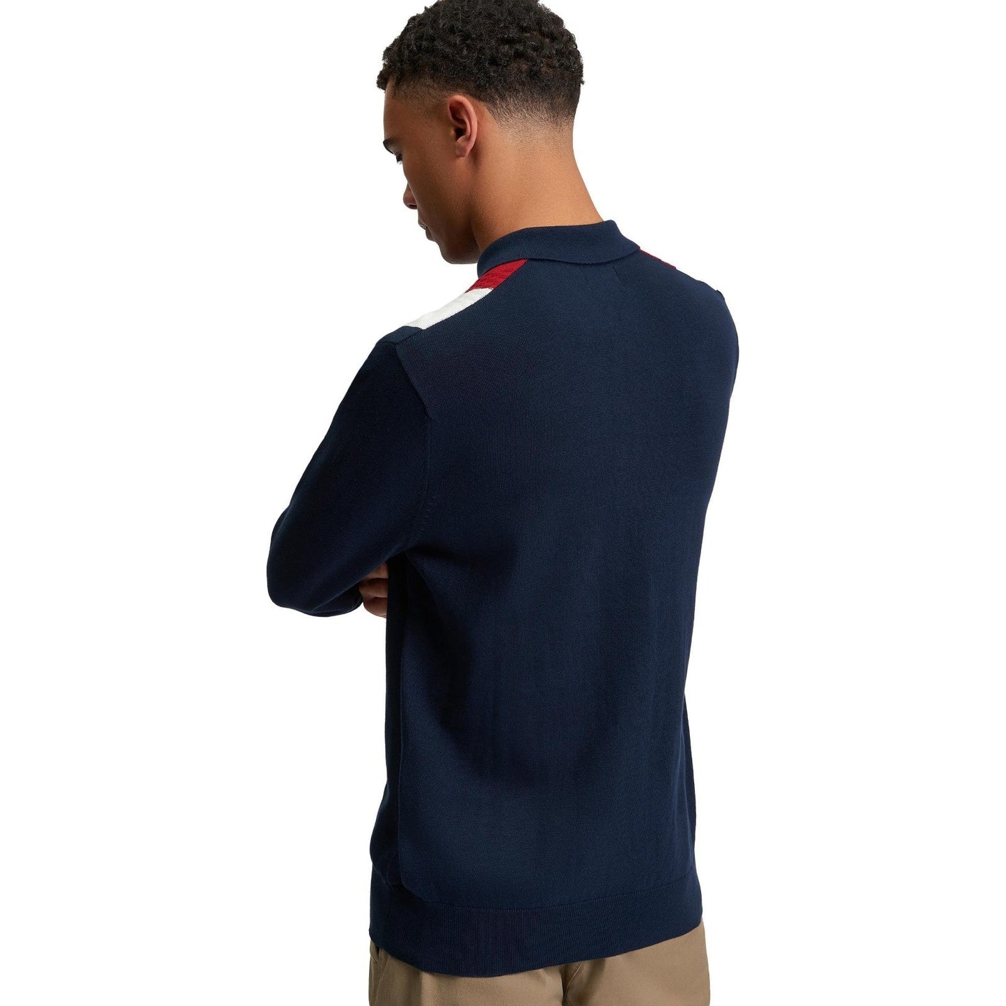 Ben Sherman Mens Vertical Stripe Long Sleeve Polo Shirt