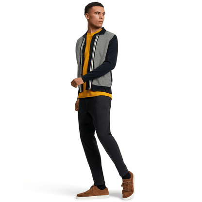Ben Sherman Mens Bicoloured Button Through Long Sleeve Polo Shirt