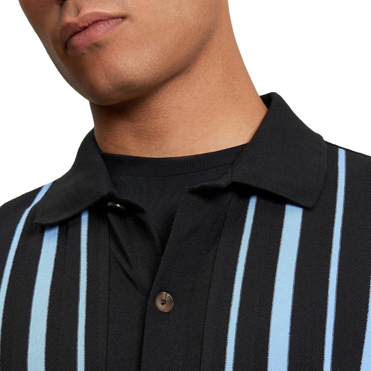 Ben Sherman Mens Button Through Stripe Short Sleeve Polo Shirt