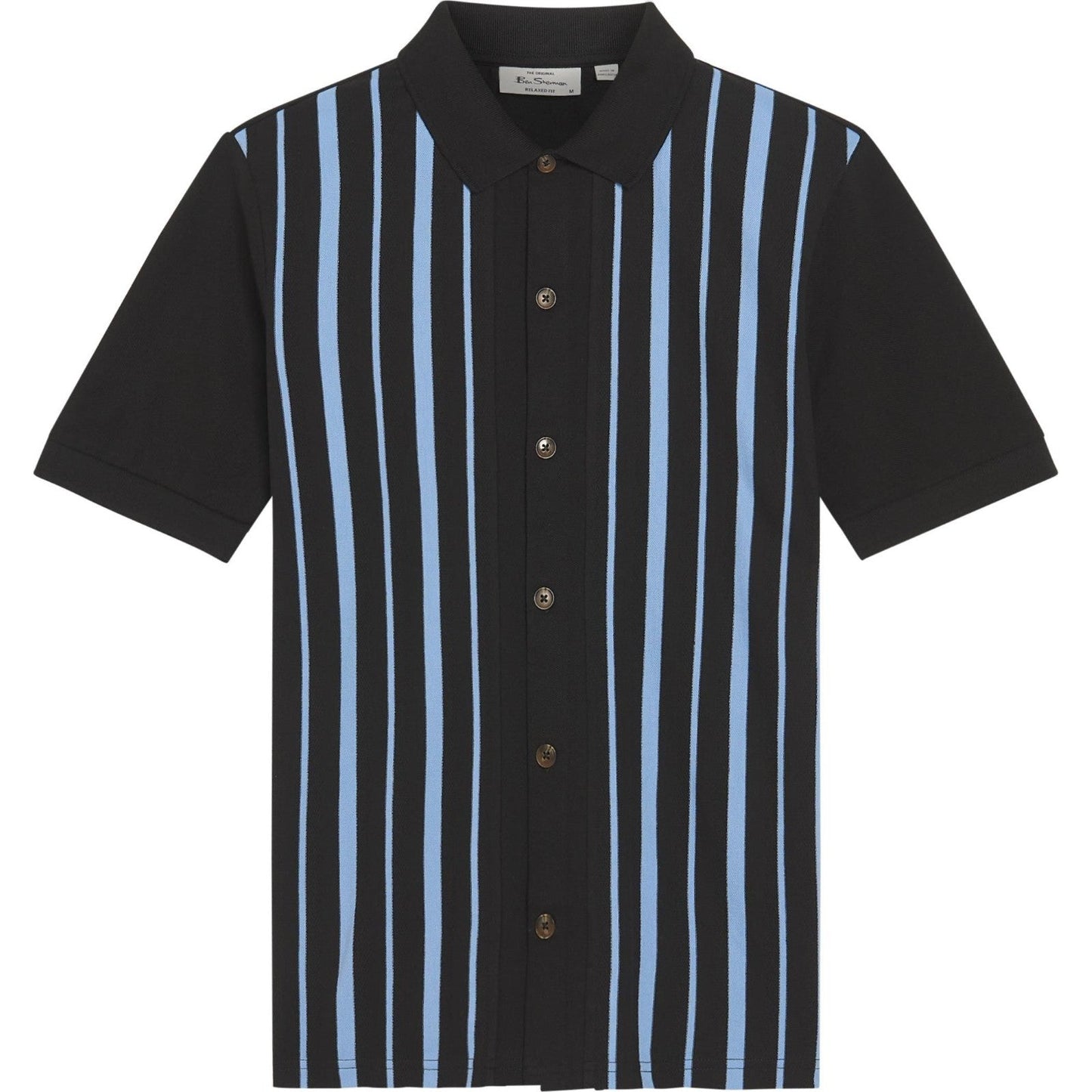 Ben Sherman Mens Button Through Stripe Short Sleeve Polo Shirt