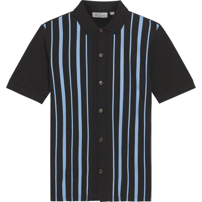 Ben Sherman Mens Button Through Stripe Short Sleeve Polo Shirt