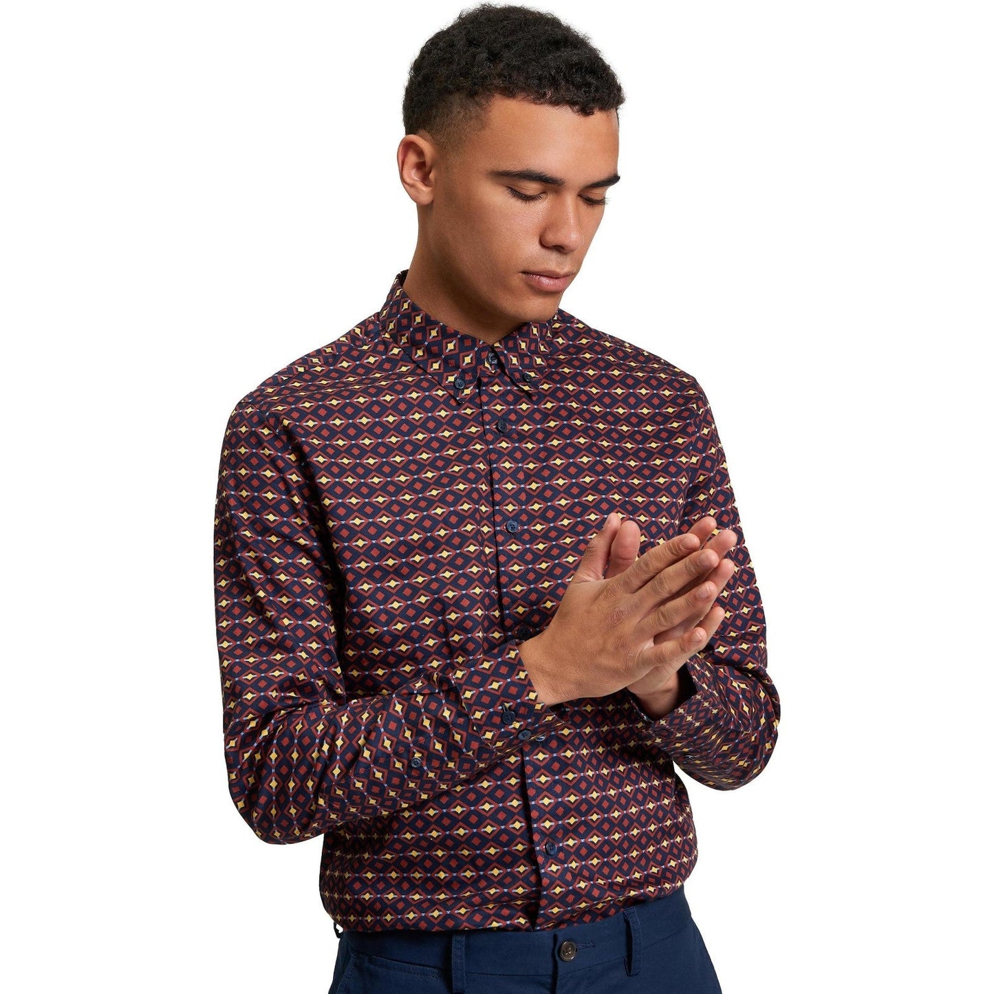 Ben Sherman Mens Craft Geo Print Short Sleeve Shirt
