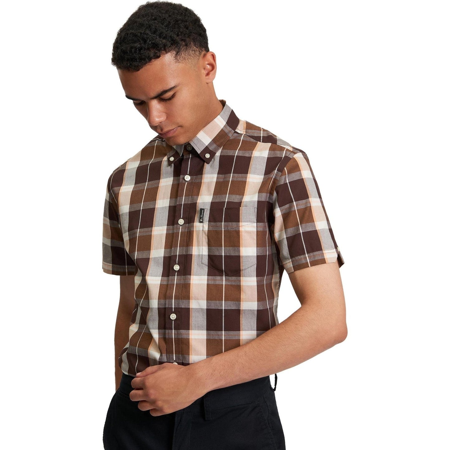 Ben Sherman Mens Block Check Short Sleeve Shirt