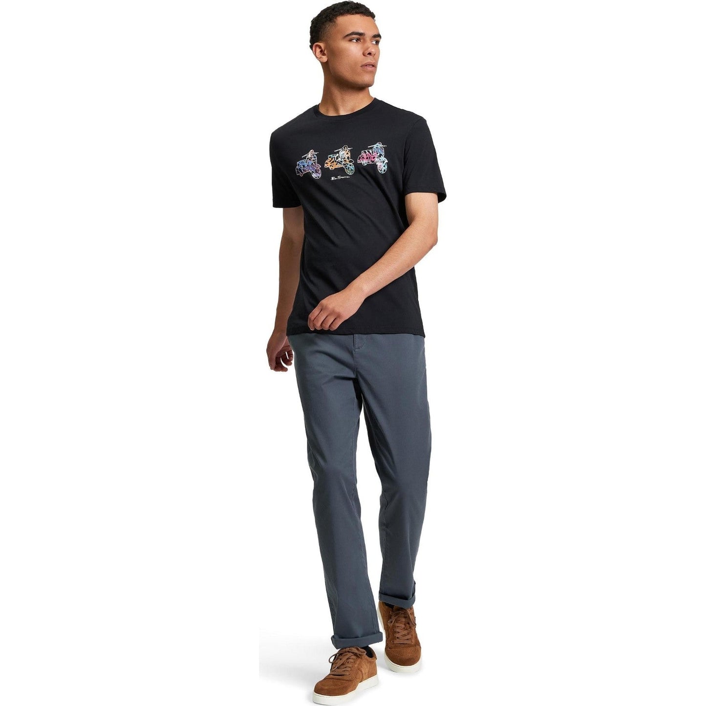 Ben Sherman Mens Scooter Spray Graphic Short Sleeve T-Shirt