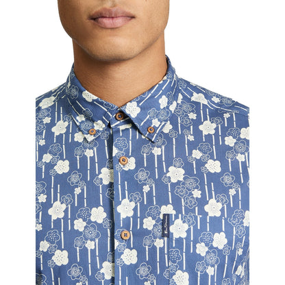 Ben Sherman Mens Floral Bamboo Print Short Sleeve Shirt