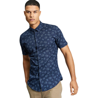 Ben Sherman Mens Floral Geo Print Short Sleeve Shirt