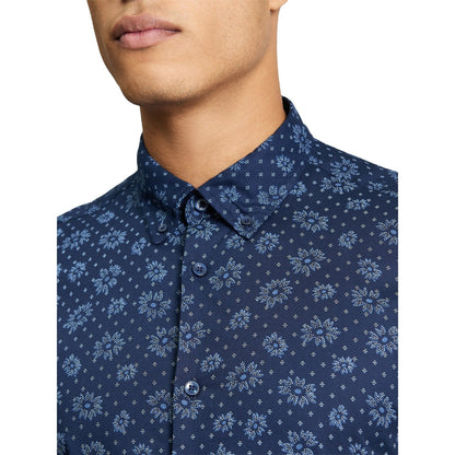 Ben Sherman Mens Floral Geo Print Short Sleeve Shirt
