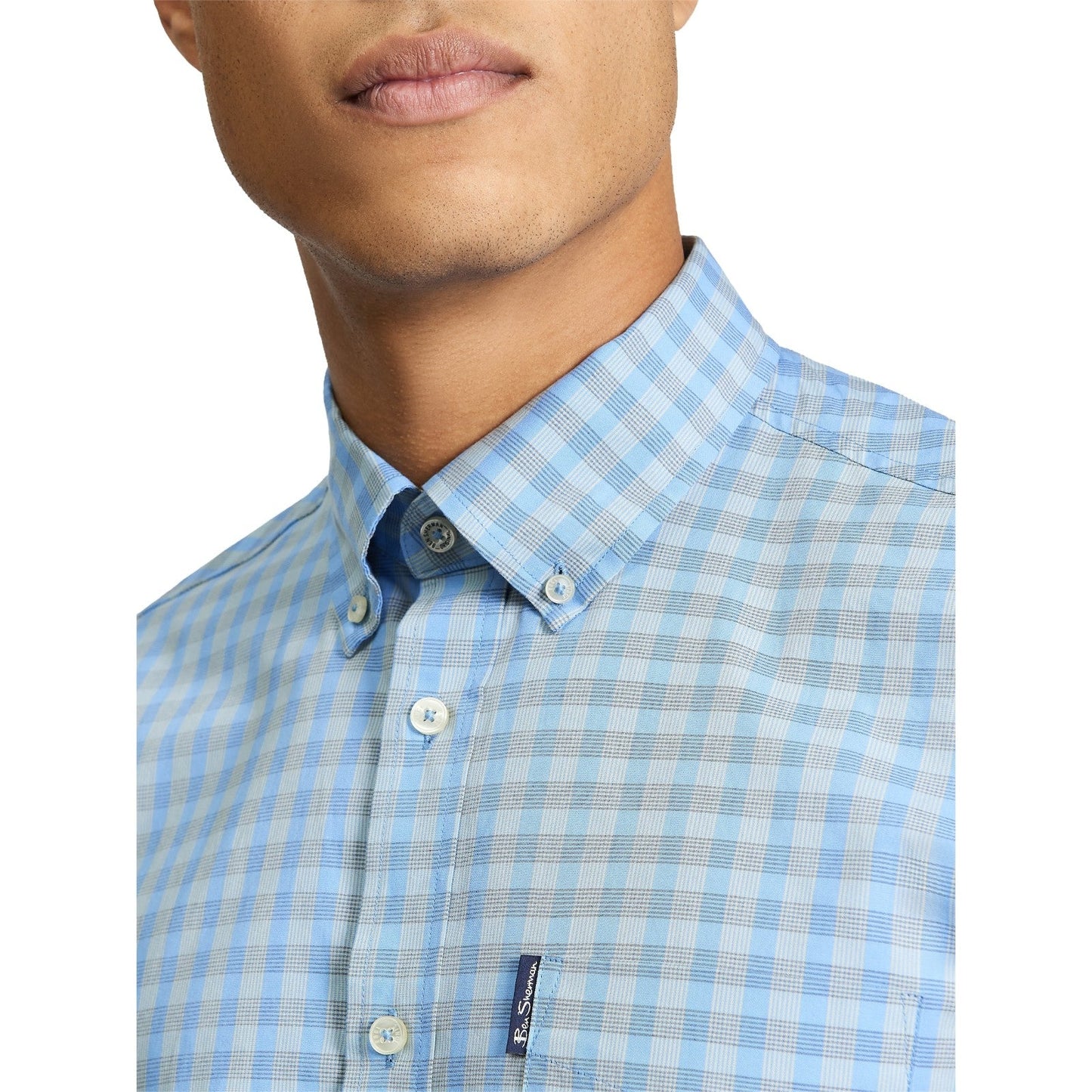Ben Sherman Mens Linear Gingham Short Sleeve Shirt