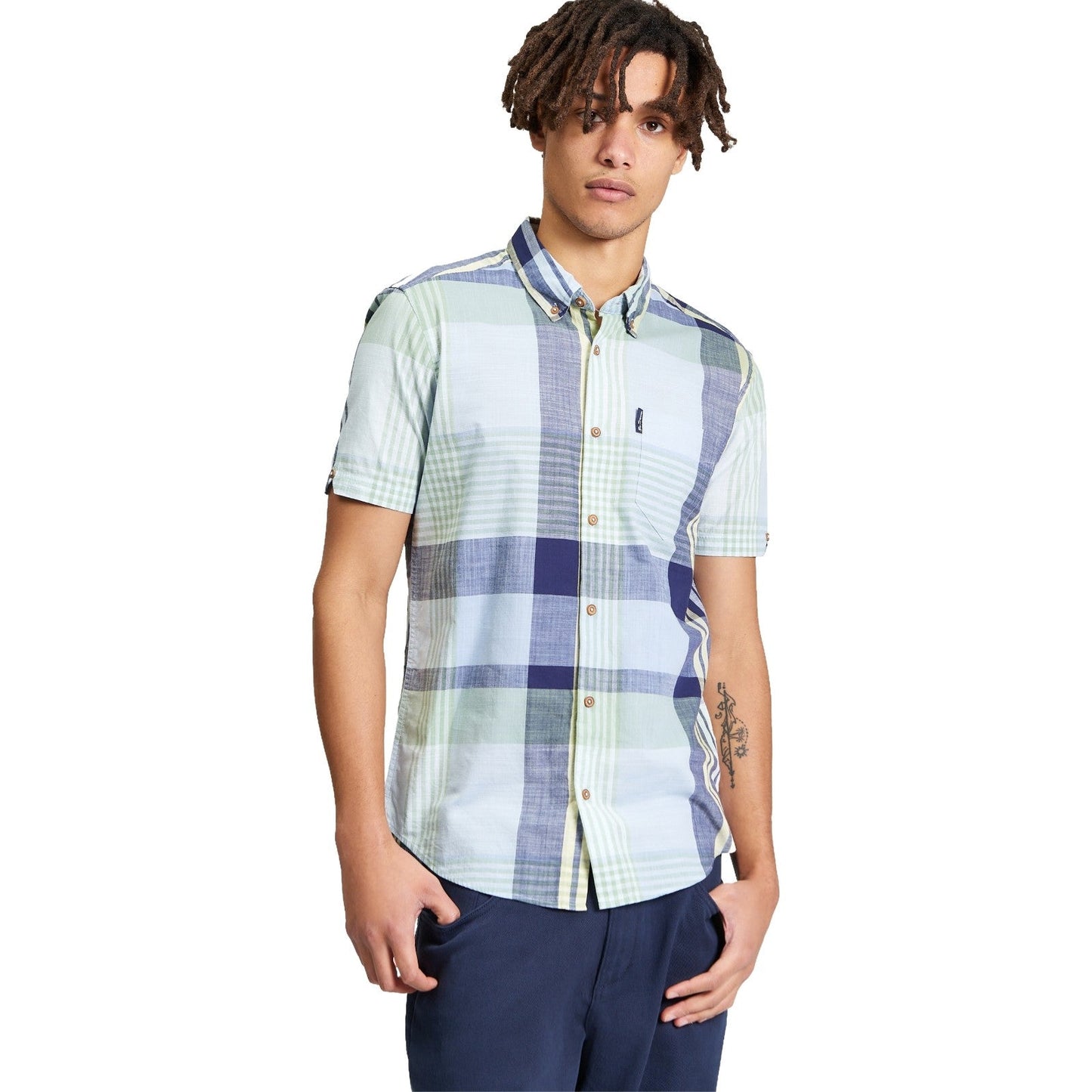 Ben Sherman Mens Large Madras Check Short Sleeve Shirt