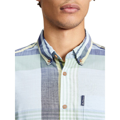 Ben Sherman Mens Large Madras Check Short Sleeve Shirt