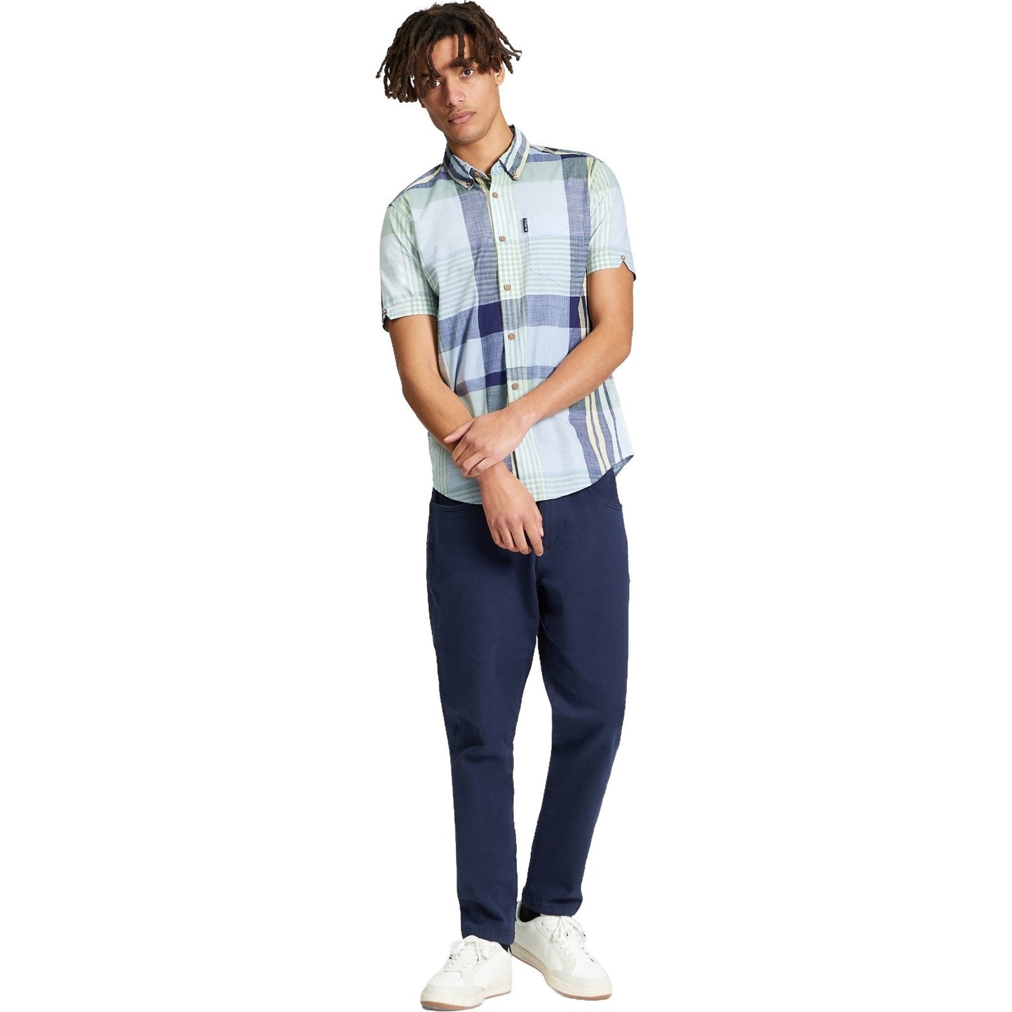 Ben Sherman Mens Large Madras Check Short Sleeve Shirt