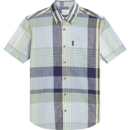 Ben Sherman Mens Large Madras Check Short Sleeve Shirt