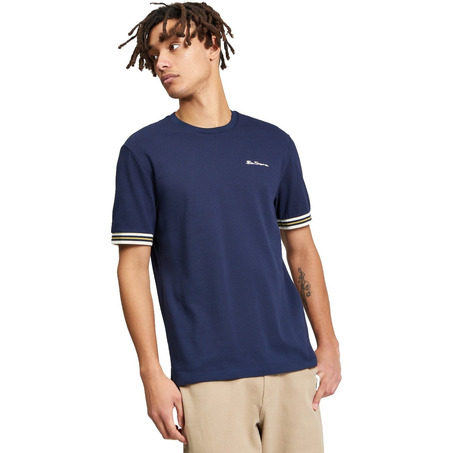Ben Sherman Mens Pique Tipped Short Sleeve T-Shirt