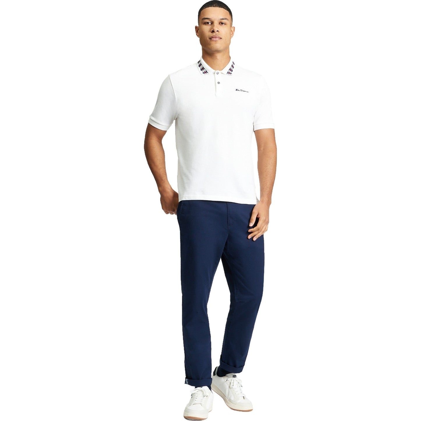 Ben Sherman Mens Collar Interest Short Sleeve Polo Shirt