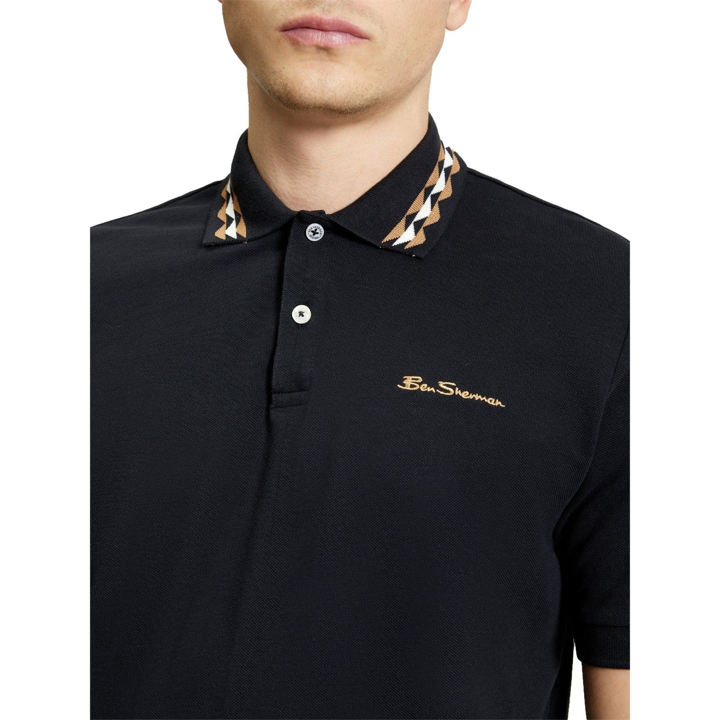 Ben Sherman Mens Collar Interest Short Sleeve Polo Shirt