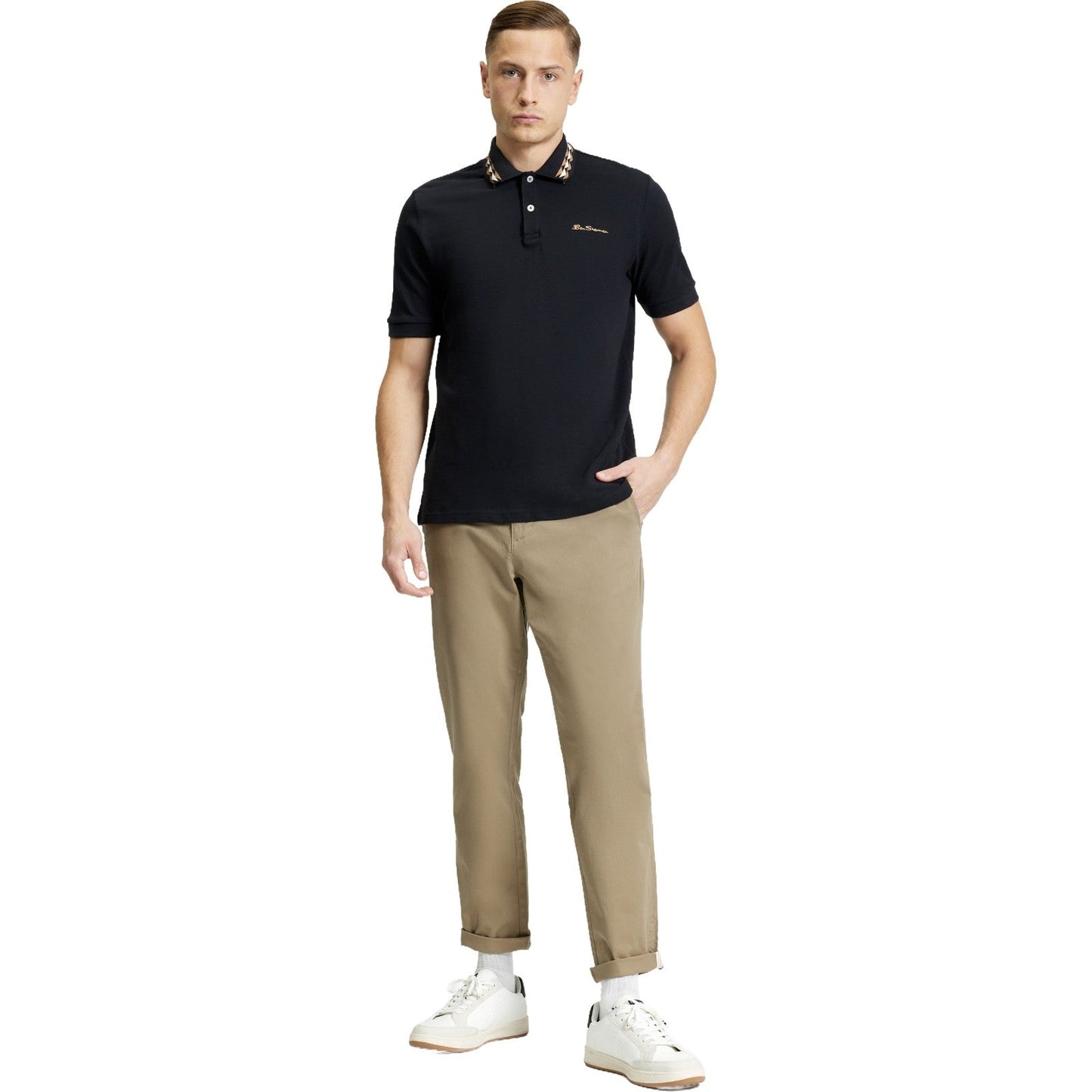 Ben Sherman Mens Collar Interest Short Sleeve Polo Shirt