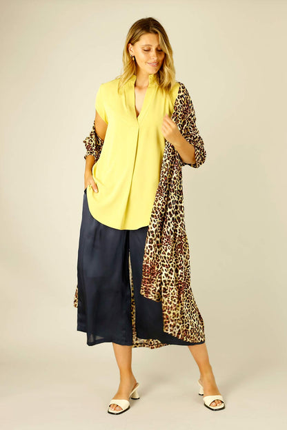 Chartreuse Soft Touch Cap Blogger Top