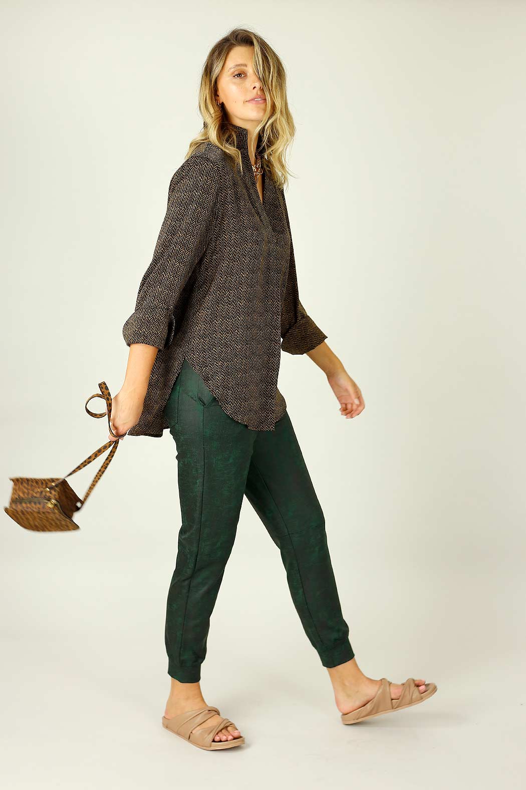 Forest Leatherette Stitch Jogger