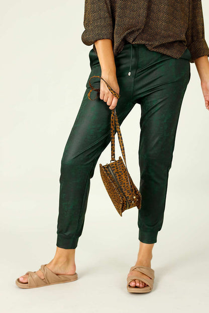 Forest Leatherette Stitch Jogger