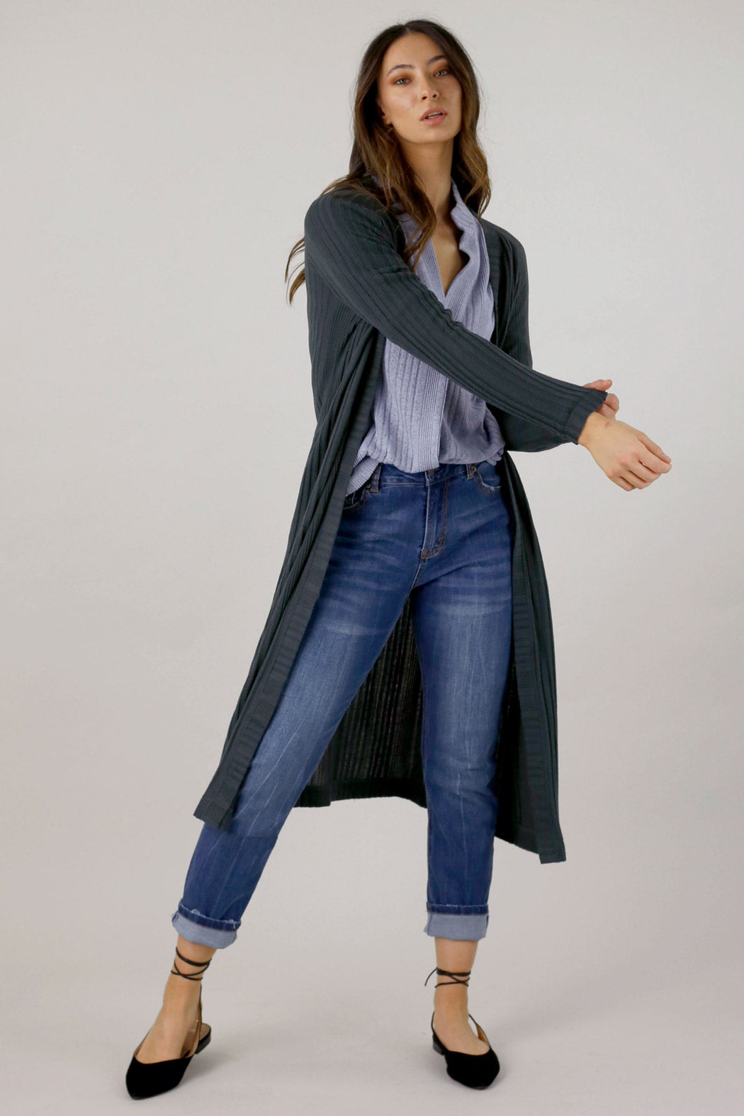 Charcoal Rib Lounge Cardi