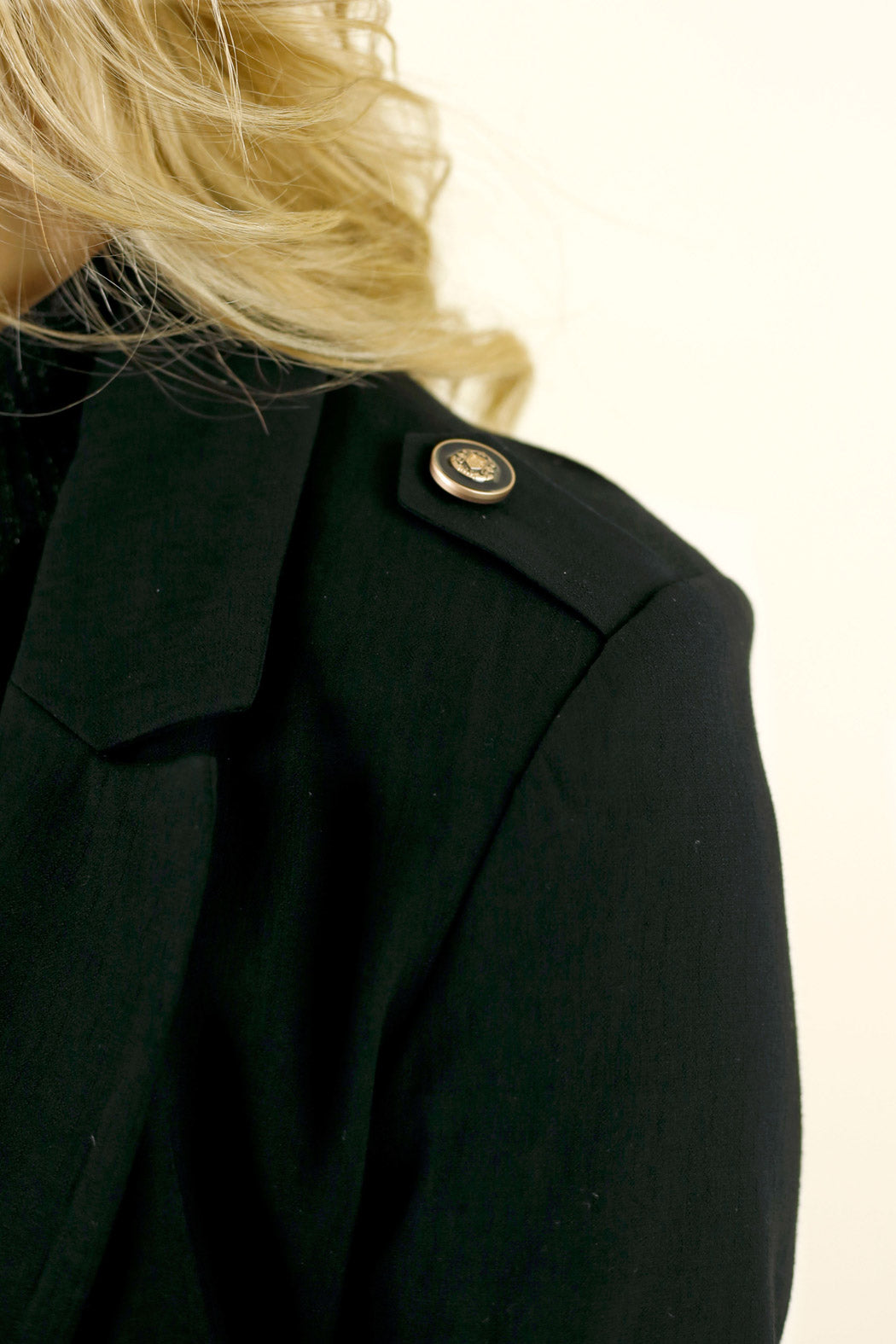 Flax Military Blazer - Black - SALE