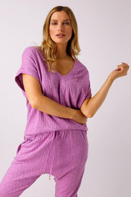 Fuschia Cable Boyfriend Woolly Top - FINAL SALE