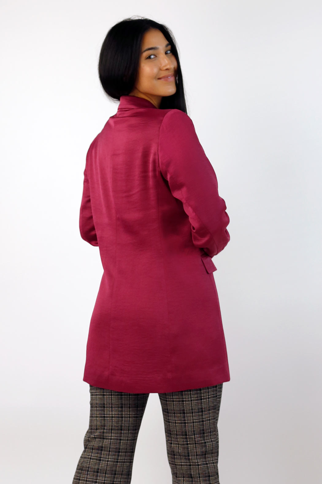 Crimson Satin Zippy Blazer - SALE